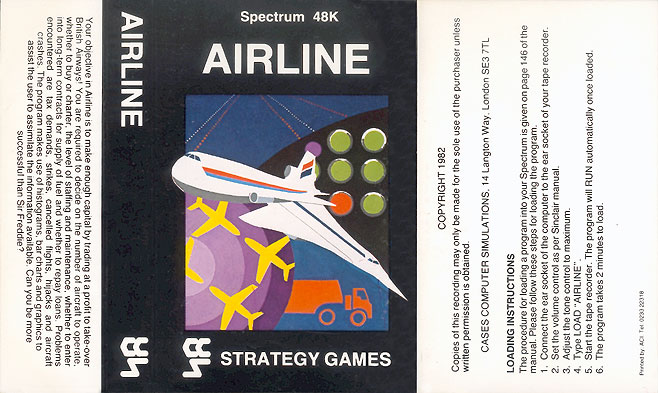 Airline box art for ZX Spectrum